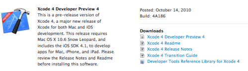 Apple Releases Xcode 4 Preview 4 To Developers