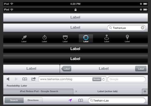New iPad Retina Display GUI PSD Available for Download