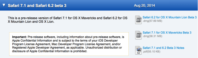 Apple Releases Safari 7.1 Beta 3 and Safari 6.2 Beta 3 to Developers