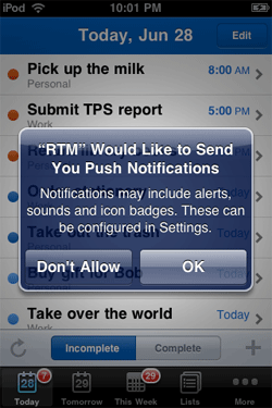 Remember the Milk Adds iPhone Push Notifications