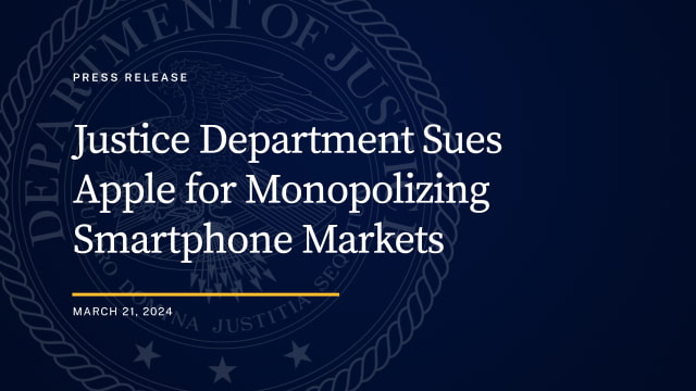 U.S. Sues Apple Alleging Antitrust Violations