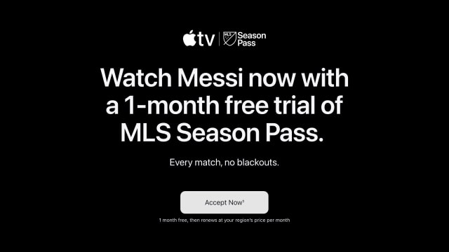 Apple Offers One Month Free Trial of MLS Season Pass in Partnership With Lionel Messi