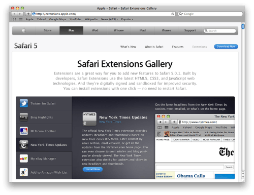 Apple Releases Safari 5.0.1 With Extensions Gallery