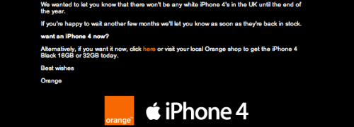 Orange Says No White iPhone Until End of Year