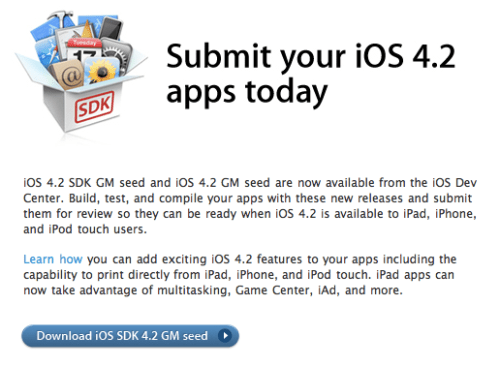Apple Reminds Developers to Submit iOS 4.2 Apps for Review