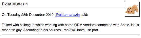 iPad 2 Will Have a USB Port?