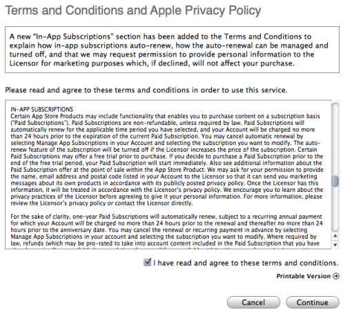 Apple Updates iTunes Terms and Conditions For In-App Subscriptions