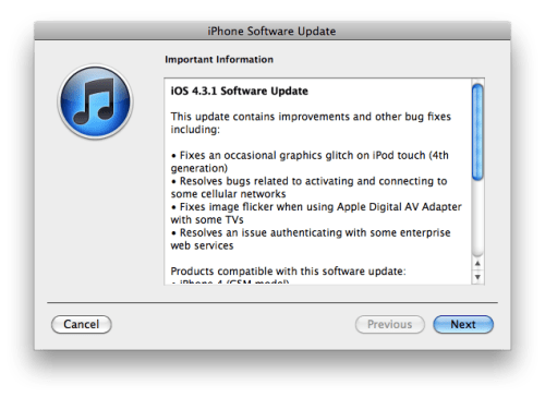 Apple Releases iOS 4.3.1 for iPhone, iPad, iPod Touch