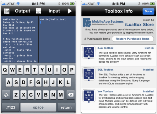 iLuaBox 1.3 Lua Script Development App
