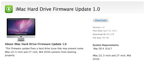 Apple Releases iMac Hard Drive Firmware Update 1.0