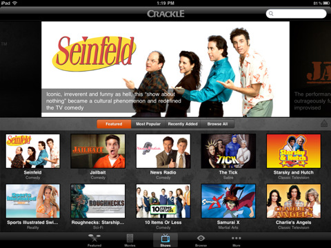 Crackle App Adds 20 Additional TV Series