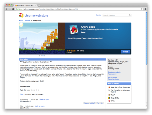 Angry Birds is Available in the Chrome Web Store