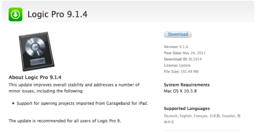 Apple Updates Logic to Support iPad Garageband Projects