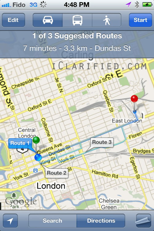 Google Maps Gets Alternate Route Selection in iOS 5