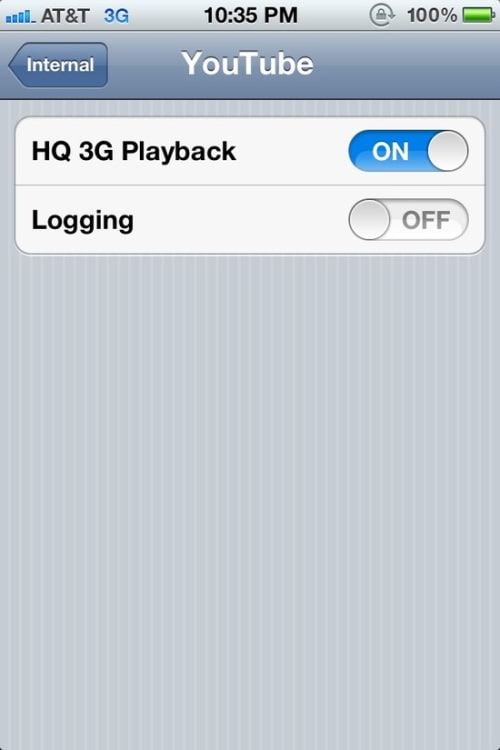 High Quality YouTube Playback over 3G Present on Internal iOS 5 Builds