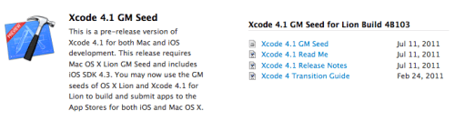 Apple Releases Xcode 4.1 GM Seed That Can Be Used for App Store Submissions