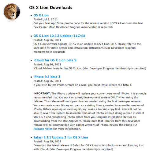 Apple Releases OS X Lion 10.7.2, iCloud, iPhoto 9.2 Updates to Developers