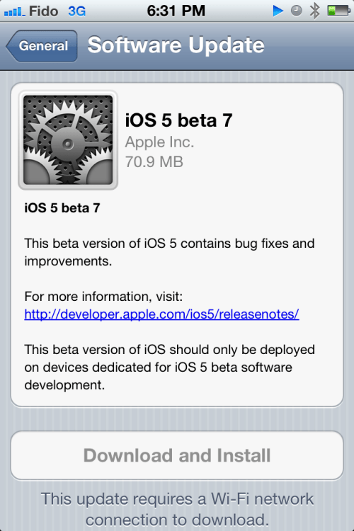 Apple Releases iOS 5 Beta 7 to Developers