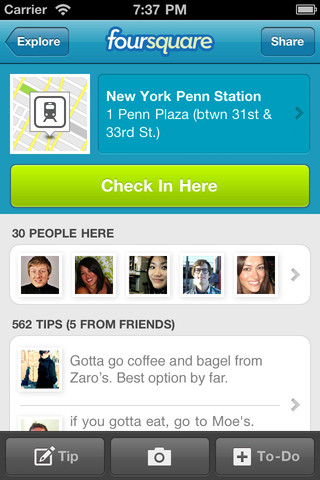 Foursquare App for iOS Now Tracks Your Favorite Places