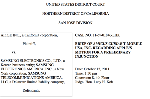 T-Mobile Files Brief Supporting Samsung Against Apple
