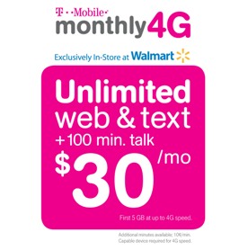 T-Mobile and Wal-Mart Launch Prepaid Unlimited 4G Web and Text Plan for $30