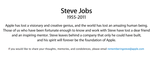 Apple Reports That Steve Jobs Has Died