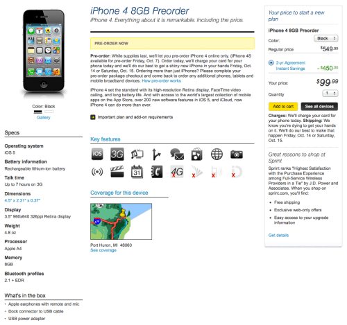 Sprint Starts Taking Pre-Orders for 8GB iPhone 4