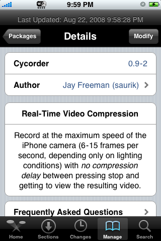 Cycorder is a Free iPhone Video Recorder