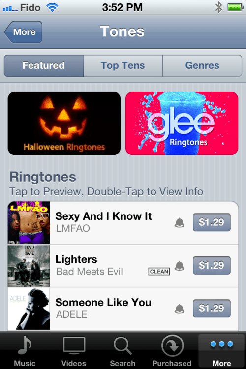 Mobile iTunes App Gets a Ringtones Store