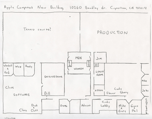 Hand Drawn Floor Plan of Apple&#039;s Headquarters in 1978