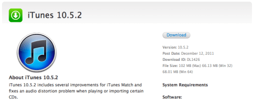 Apple Releases iTunes 10.5.2 Bringing iTunes Match Improvements