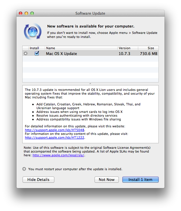 Apple Releases Mac OS X Lion 10.7.3