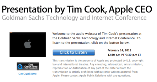 Tim Cook is Speaking at the Goldman Sachs Tech Conference [Listen]