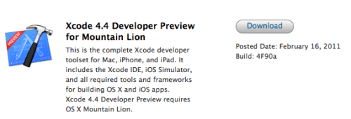 Apple Releases Xcode 4.4 Developer Preview for Mountain Lion