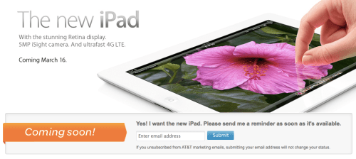 AT&amp;T Announces It Will Sell the New iPad Starting March 16th