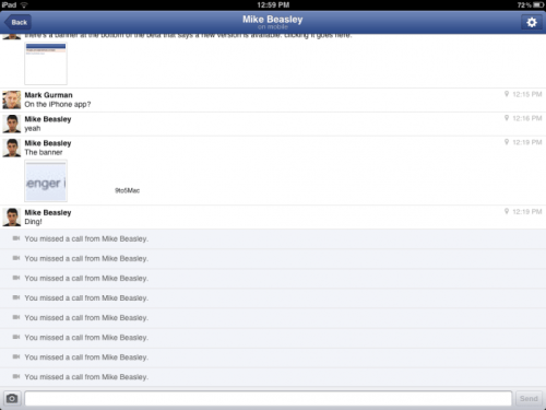 Leaked Screenshots of Facebook Messenger App for iPad