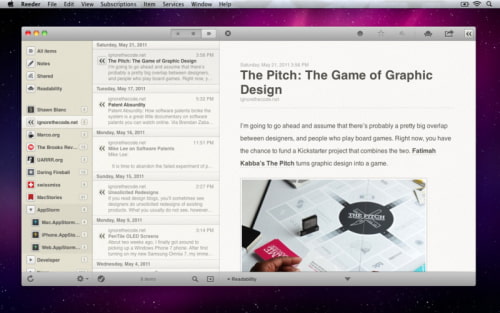Reeder for OS X Gets Updated With Retina Display Graphics