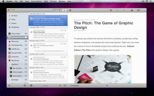 Reeder for OS X Gets Updated With Retina Display Graphics