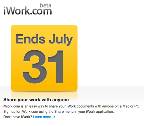 Apple to End iWork.com Beta on July 31st