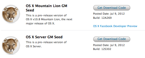 Apple Releases OS X Mountain Lion GM Seed to Developers