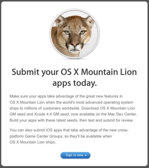 Apple Prompts Developers to Begin Submitting OS X Mountain Lion Apps
