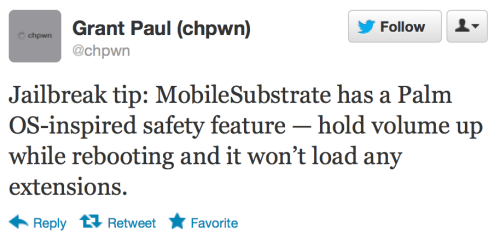 MobileSubstrate Has Built-In Palm OS-Inspired Safety Feature