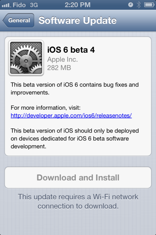 Apple Releases iOS 6 Beta 4 to Developers 