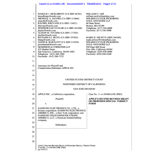 Take a Look at Apple and Samsung&#039;s Proposed Verdict Forms for Jurors
