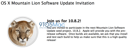 Apple Seeds Testers With Mountain Lion 10.8.2 Ahead of 10.8.1 Release
