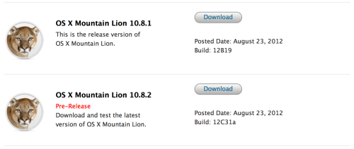 Apple Seeds OS X Mountain Lion 10.8.2 to Developers