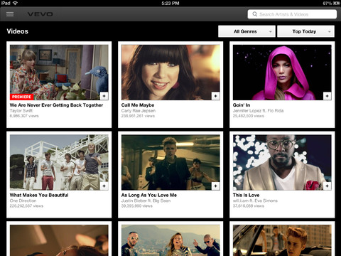 VEVO HD for iPad Redesigned From the Ground Up