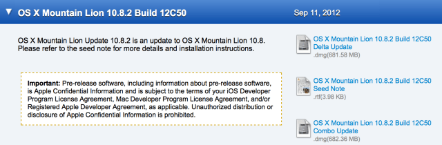 New OS X Mountain Lion 10.8.2 Build Seeded to Developers