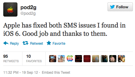 iOS 6 Fixes SMS Security Flaws Found By Pod2g