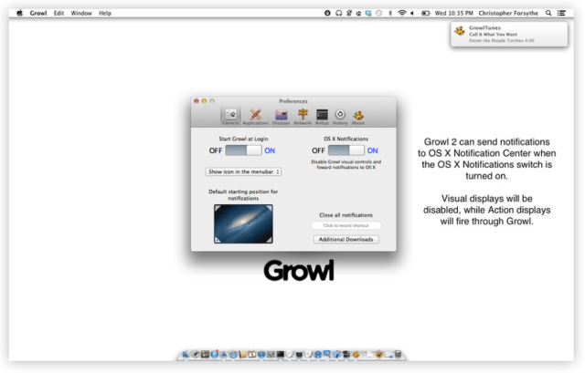 Growl Adds Support for OS X Mountain Lion Notification Center